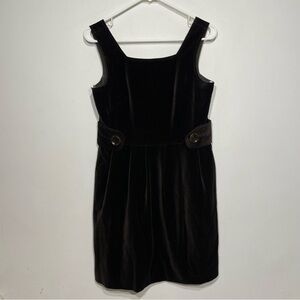 Vera Wang Brown Velour Oversized Pleated Jumper Dress - Size 4